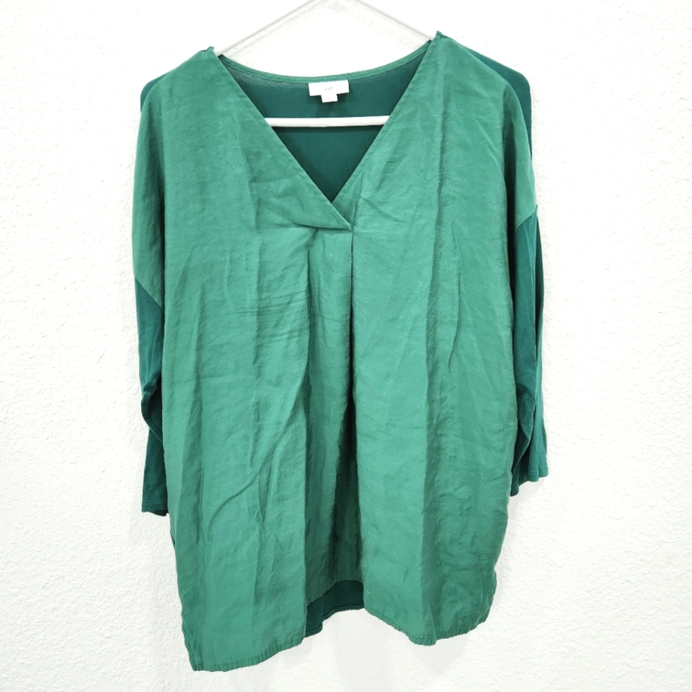 J. Jill | Long Sleeve V-Neck Blouse Green Medium